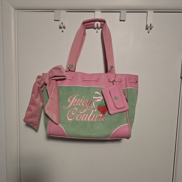 Juicy Couture Handbags - Juicy Couture Pink and Green Strawberry Accent Tote